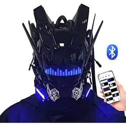 Cyberpunk Mask Cosplay for Men Bluetooth APP Techwear mask Halloween Cosplay Costume Accessory with LED Lamp Futuristic Mask
