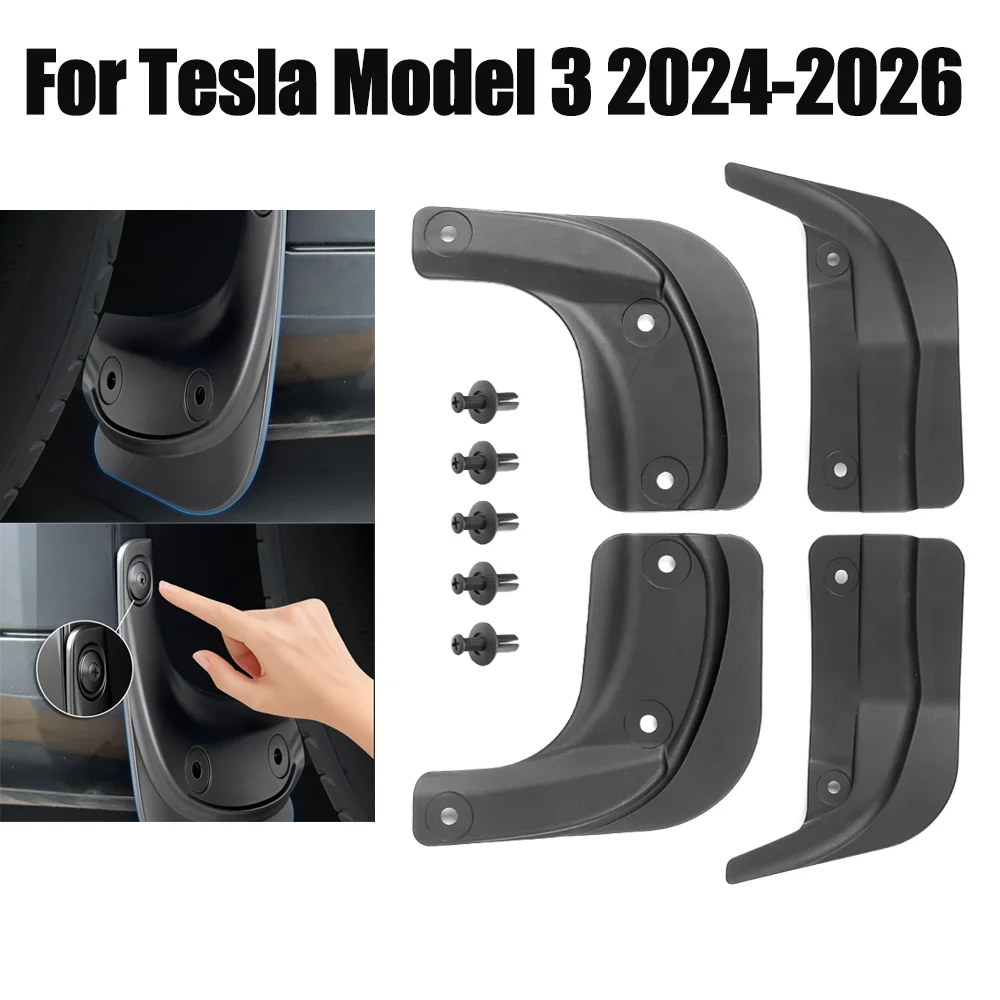 

Front Rear Mud Flaps For Tesla Model 3 2024 2025 2026 Soft Mud Flap Splash Guards Fender No Drilling Mudflap Travel Accessories