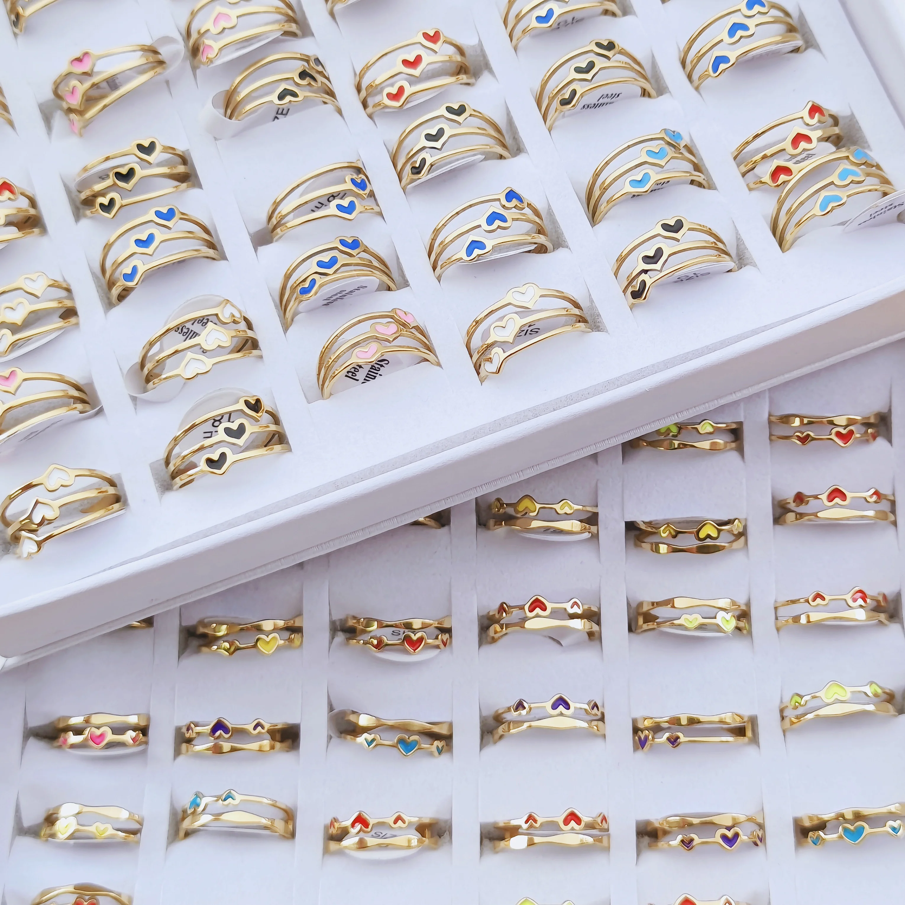 30pcs/Lot Wholesale Stainless Steel Rings For Women Drip Oil Design Love Jewellery Wedding High Quality Gift