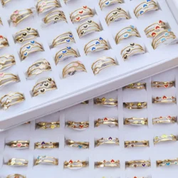 30pcs/Lot Wholesale Stainless Steel Rings For Women Drip Oil Design Love Jewellery Wedding High Quality Gift