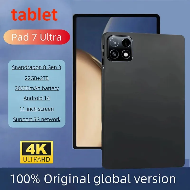 

2025 New Original Global Edition Tablet PC Pad 7 Ultra, Snapdragon 8gen3, Android 14 HD 4K, 22GB + 2TB, Dual SIM 5G and WIFI Tab