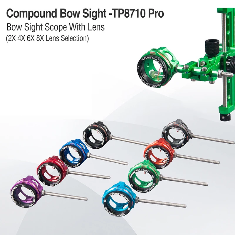 

Archery Compound Bow Sight Pin TP8710-Pro with 2x/4x/6x/8x Lens Scope 30mm MagnifyGlass Competition Shooting Hunting Accessories