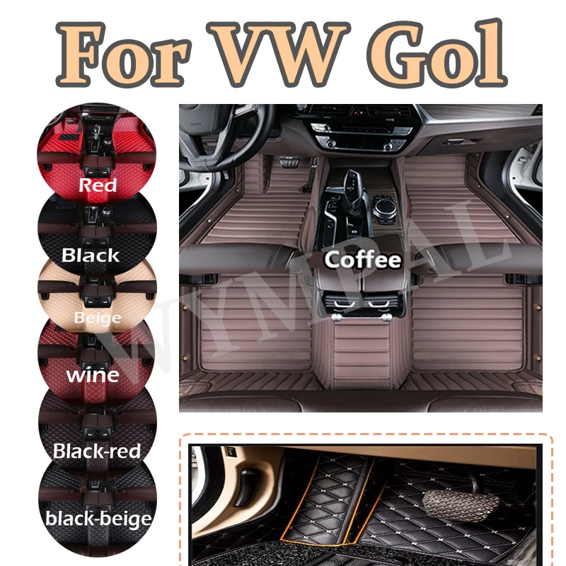 Luxury Custom Car Floor Mats For VW Gol 2008 2009 2010 2011 2012 Auto Automotive Leather Men Car Mats Full Coverage pads interio