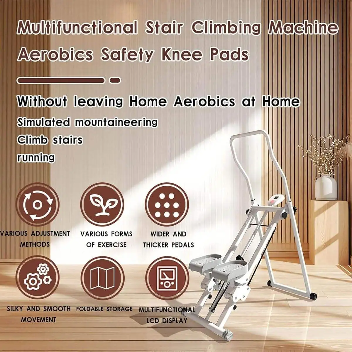The Latest Vertical Climbing Machine a Folding Aerobic Exercise Climbing Machine with Extended Step Distance Stair Tread Machine