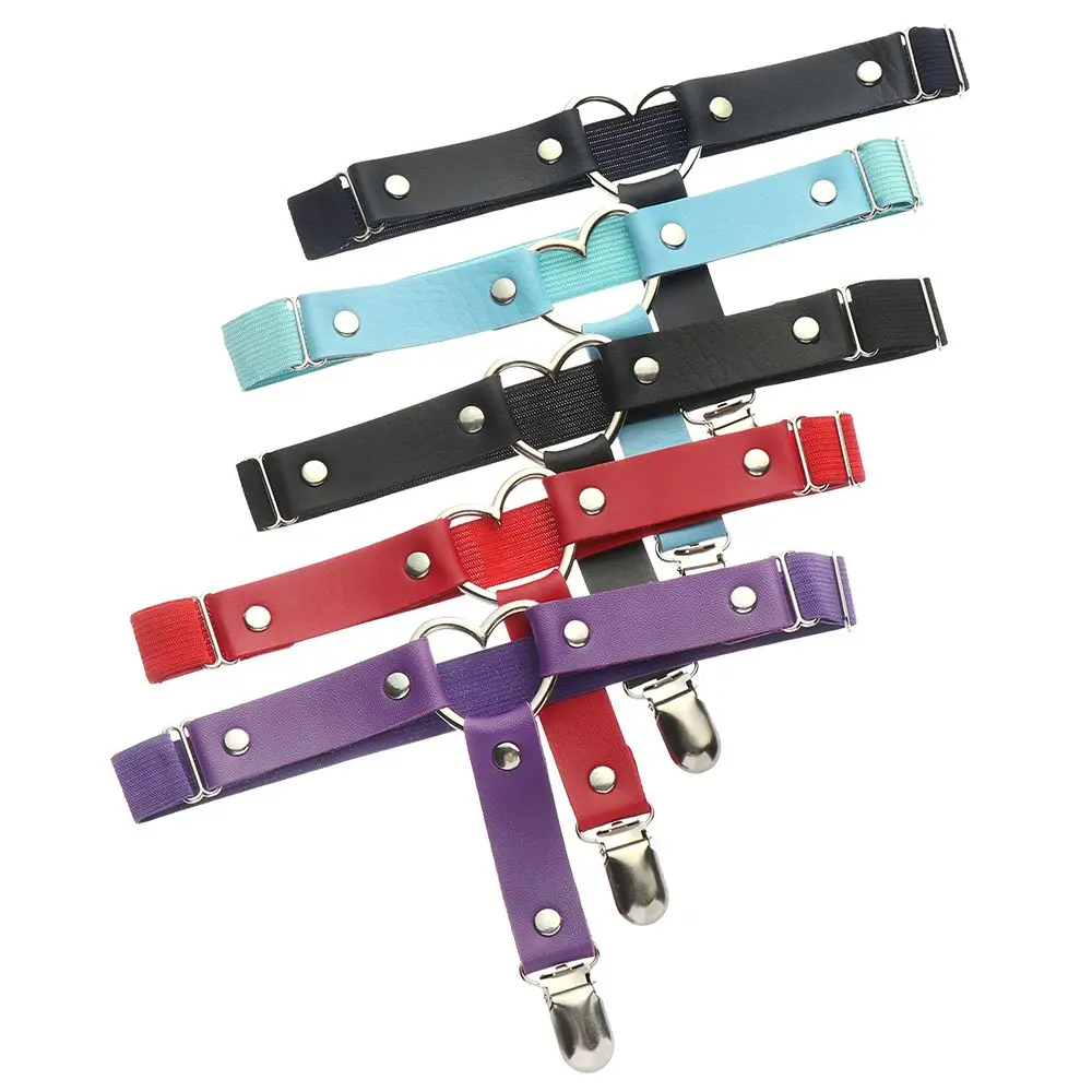 Gothic อุปกรณ์เสริมผู้หญิง Punk Garter เข็มขัด Pu หนังต้นขาสายรัดหัวใจขา Garter สายรัด