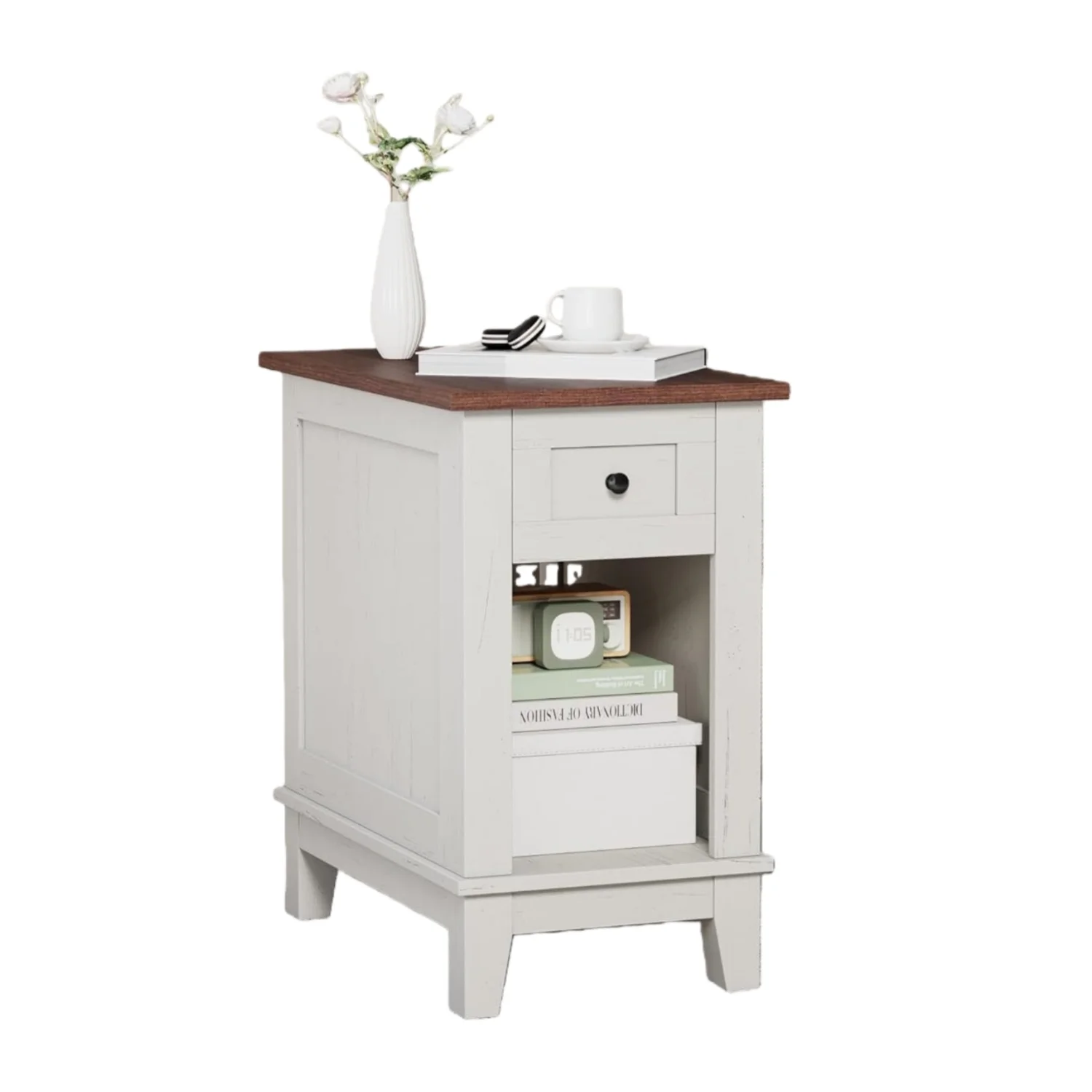 3 Tier Narrow Side Table Skinny Bedside Table Small Nightstand Slim End Table for Living Room Bedroom Sofa 46x20x64cm