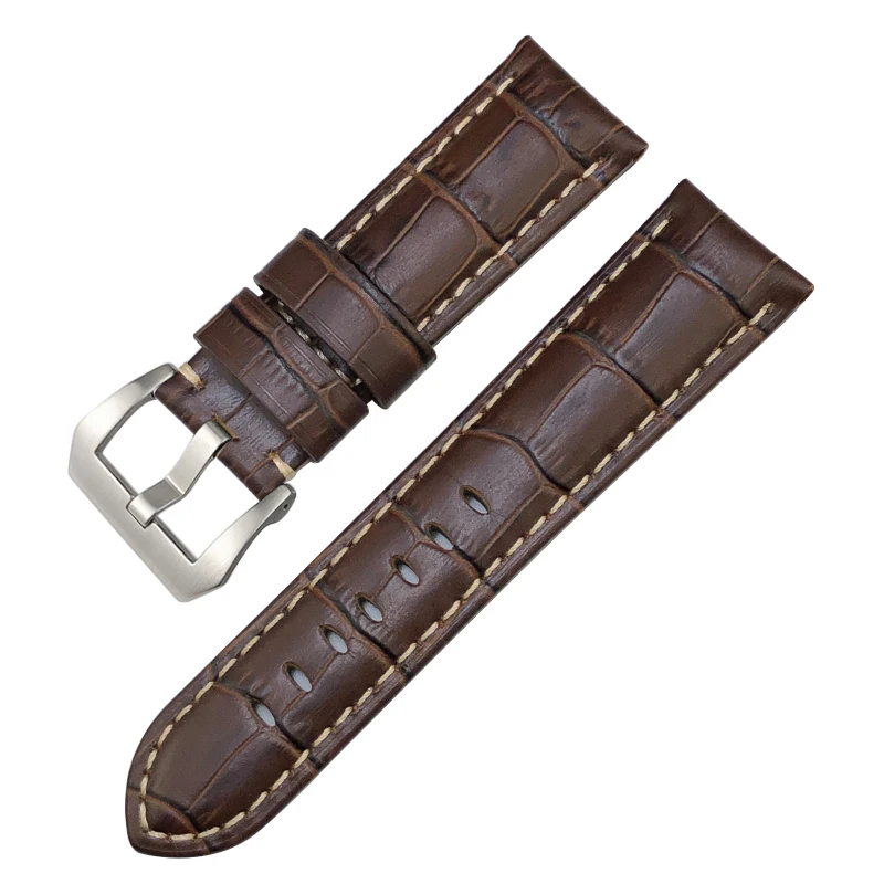 24mm Cowhide Genuine Leather Watch Strap for Panerai LUMINOR 1950 PAM013012 Crocodile Textured Colorful Watchband on Sale