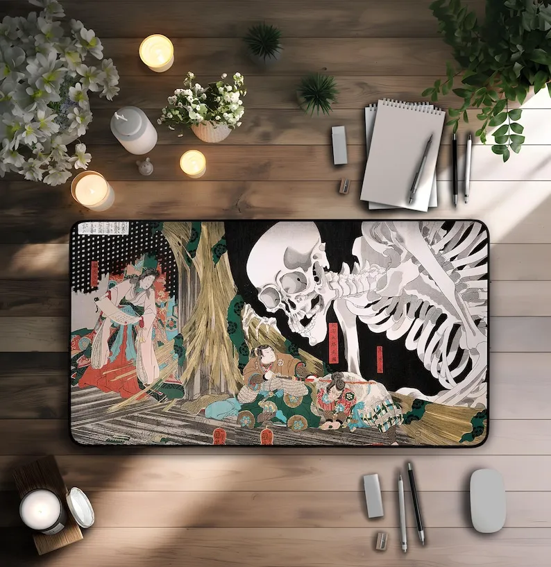 

Японский художественный игровой коврик Mitsukuni Defying The Skeleton Spectre 14x24 дюймов, форма для коллекционных карточных игр, игровые ПК, аксессуары для геймеров