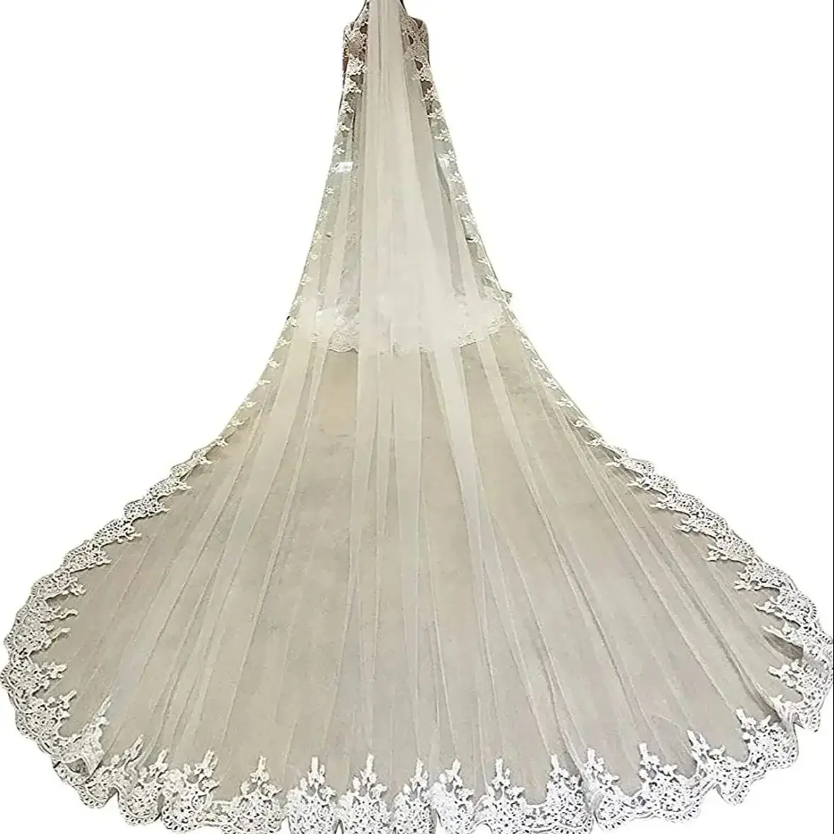 Luxury Cathedral Length Bridal Veils 3m Long Vestido De Noiva Longo Wedding Veil Ivory Or White Veil With Free Comb