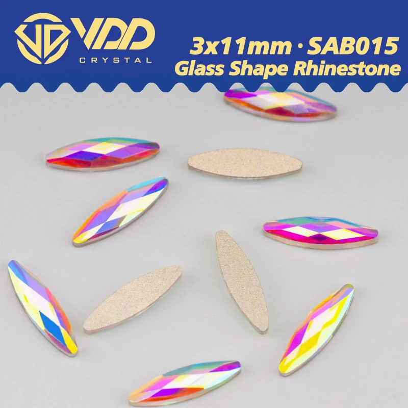 VDD 3x11mm 100/500/1440Pcs Glas Form Kristall AB Strass Flatback Stein Großhandel für DIY Nail art Handwerk Dekoration SAB15