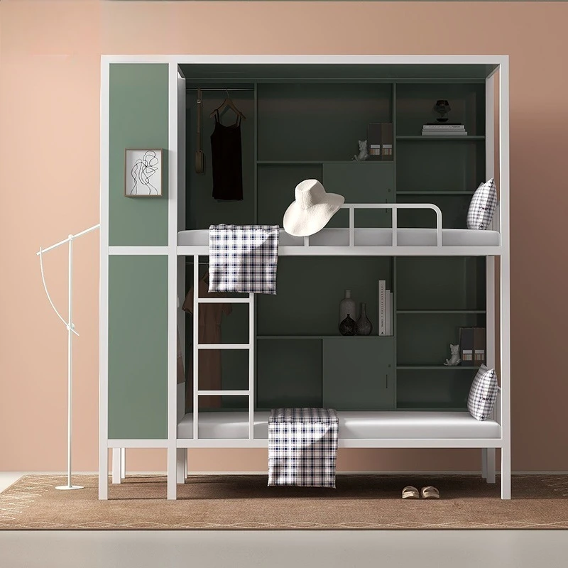 Youth Hostel Apartment Bunk Bed Hotel Sealed Board Bed Staff Dormitory Space Capsule Upper and Lower Bunk Iron Frame Bed