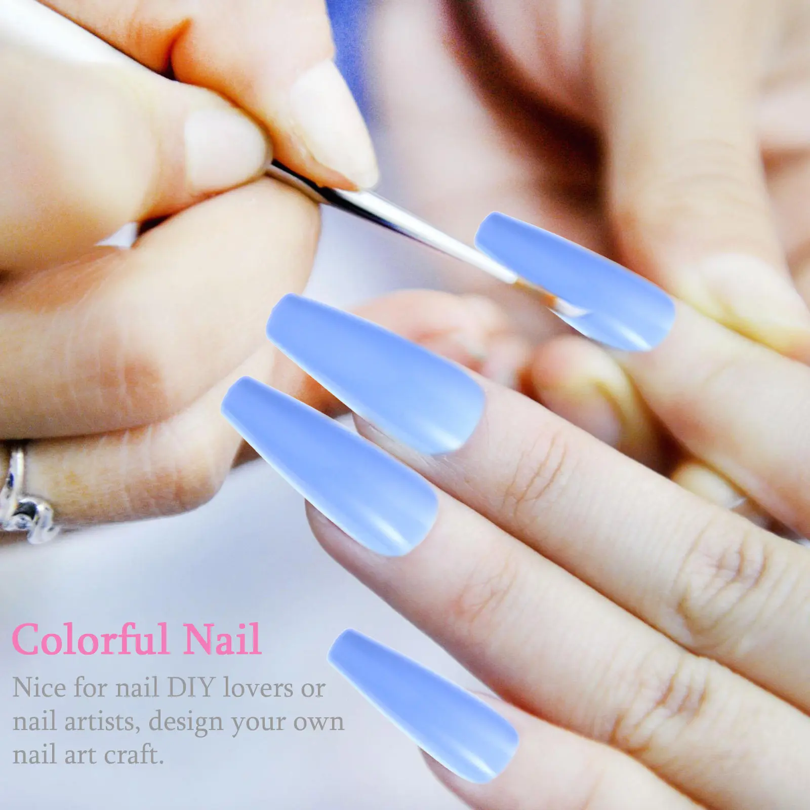 2 Box Colorful Long False Nail Premium Material Non Toxic Eco Friendly Strong Flexible Nail Art Craft Manicure DIY Fingernail