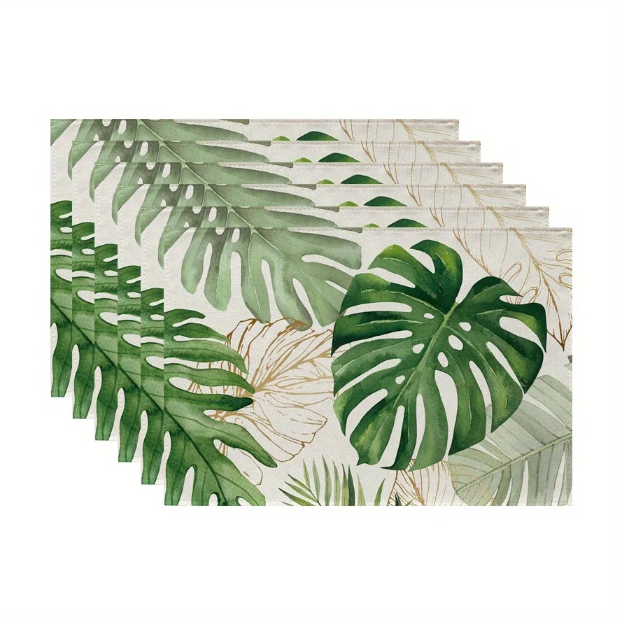 Merry Christmas Pine Tree Snowflake Print Rectangular Placemats Watercolor  Holiday Dining Table Decor Table Mats 4/6/8PCS - view 3