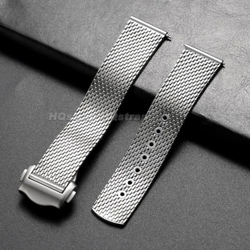 20mm Stainless Steel Mesh Watch Band Replacement for Omega Seamaster 007 James Bond Breathable Mesh Milanese Luxury Wristwatch view 2