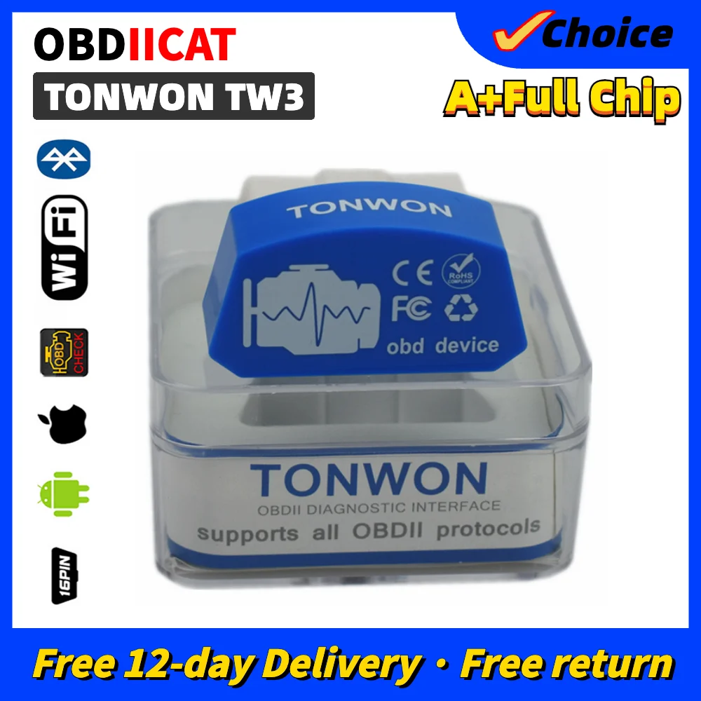 

TONWON TW3 ICAR3 BT3.0/4.0/WiFi OBD2 Scanner Diagnostic Tool OBDII Auto Code Reader BETTER THAN ELM 327 Vgate iCar Pro 2