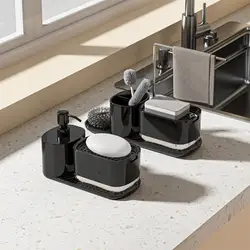 Dispenser di sapone da cucina 3 in 1 Contenitore per pompa per sapone liquido con supporto per spugna Portasciugamani in acciaio inossidabile Vassoio di scarico per lavello