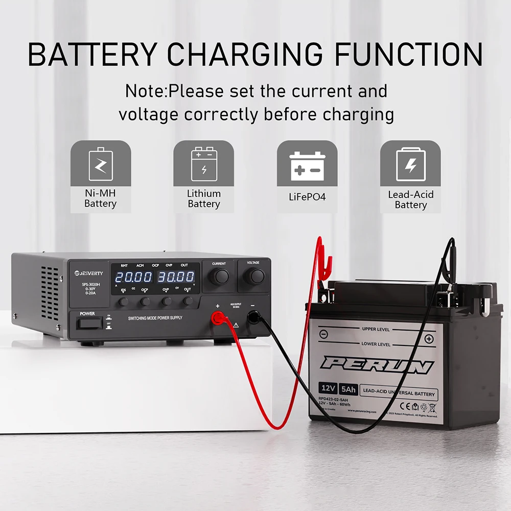 3020H DC Power Supply Variable 0-30V 0-20A 600W Switching Regulated Bench Power Supply Single 4-Digit LED Display 90% Efficiency