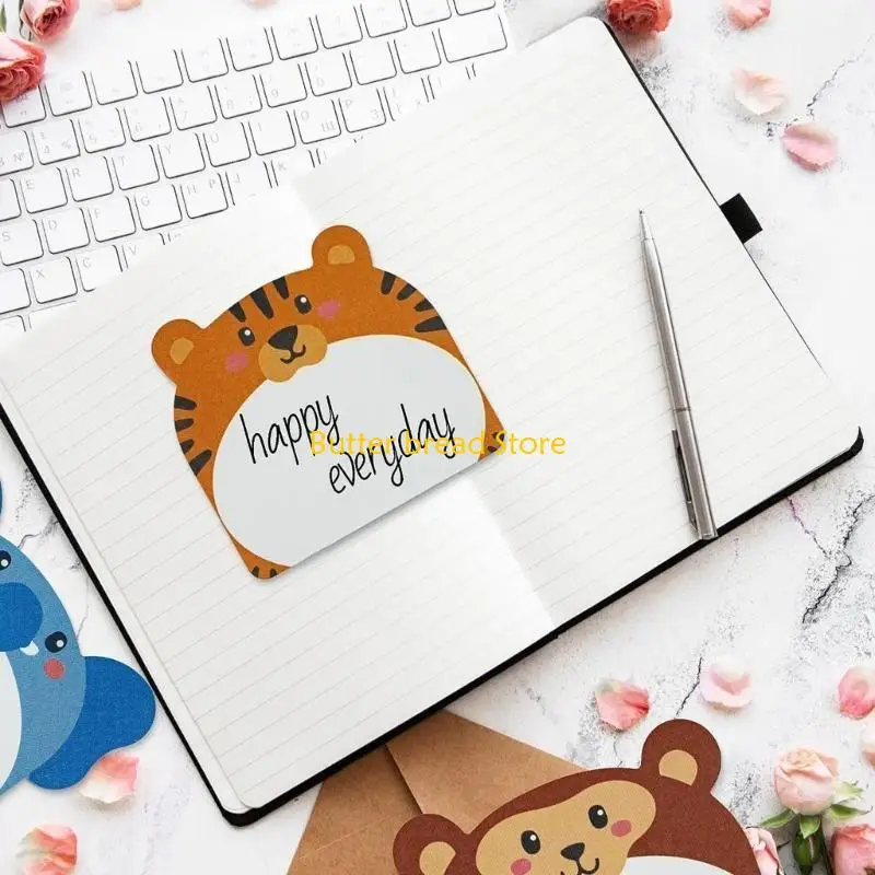 

W89C 12 Pcs Practical Sticking Note Cartoon Animal Notepads Adhesive Sticking Pad Memos Pad Aesthetic Note Pad