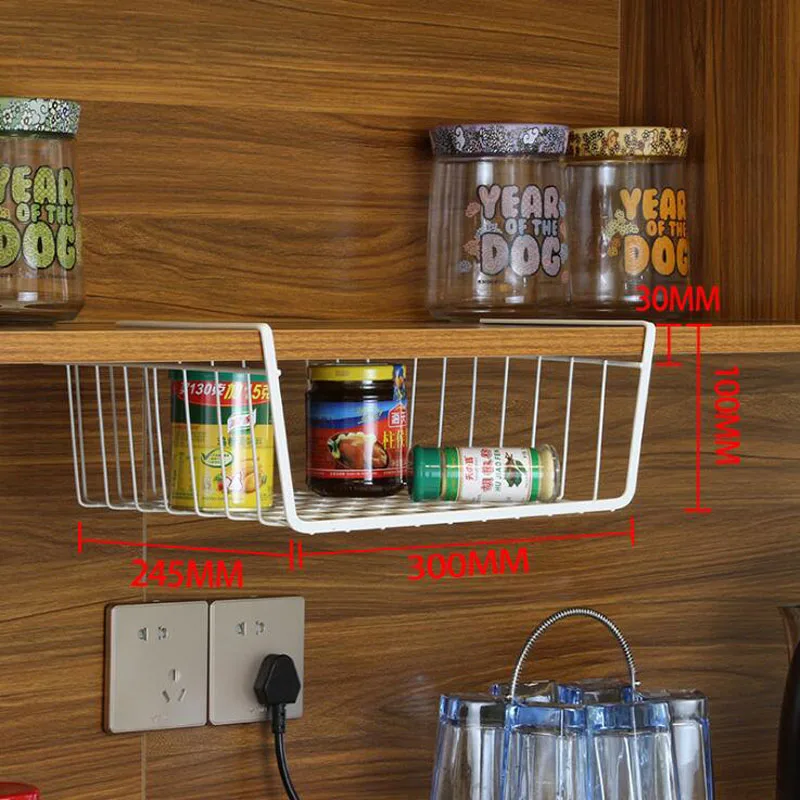 

Cupboard Hanging Under Shelf Storage Iron Mesh Basket Cabinet Door Organizer Rack Closet Holders Storage Basket Rack Organizer