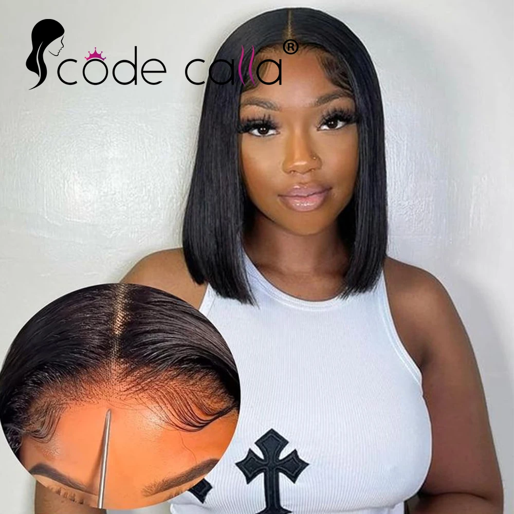 

Wear And Go Glueless Human Hair Wigs Straight Bob Wigs 180% Density 6x4 Lace Front Pre Plucked Human Wigs Ready To Go Wigs Women