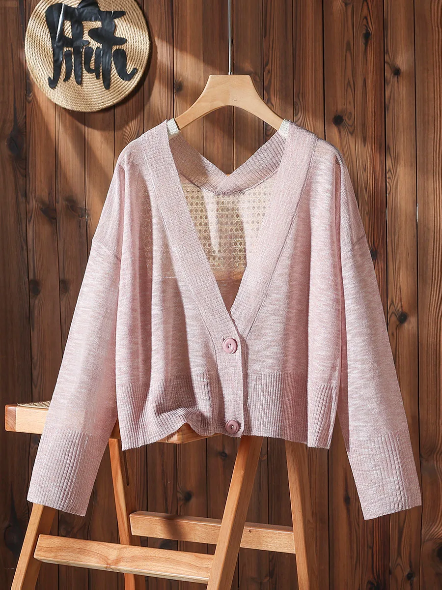 High Quality Long Sleeved Sun Protection Cardigan, Thin Women's Summer Suspender, Paired with Knitted Shawl and Ice Silk Jacket