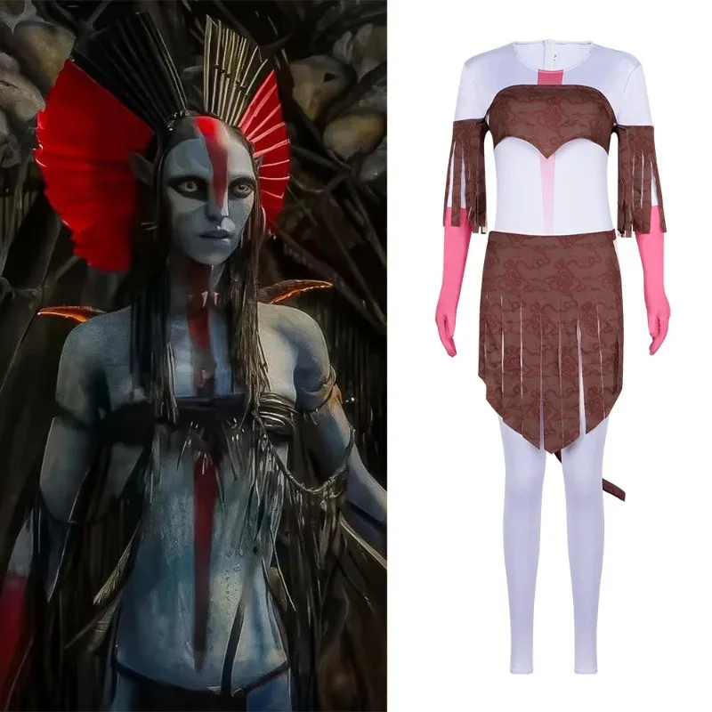 Película Avatar 3: disfraz de Cosplay de fuego y cenizas de Varang, el líder femenino del clán de cenizas de traje de una pieza para juegos de rol