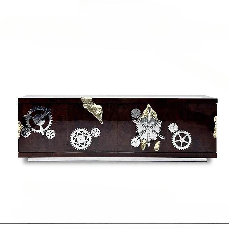 Luxury stainless steel, villa mansion TV cabinet, home designer, premium side cabinet
