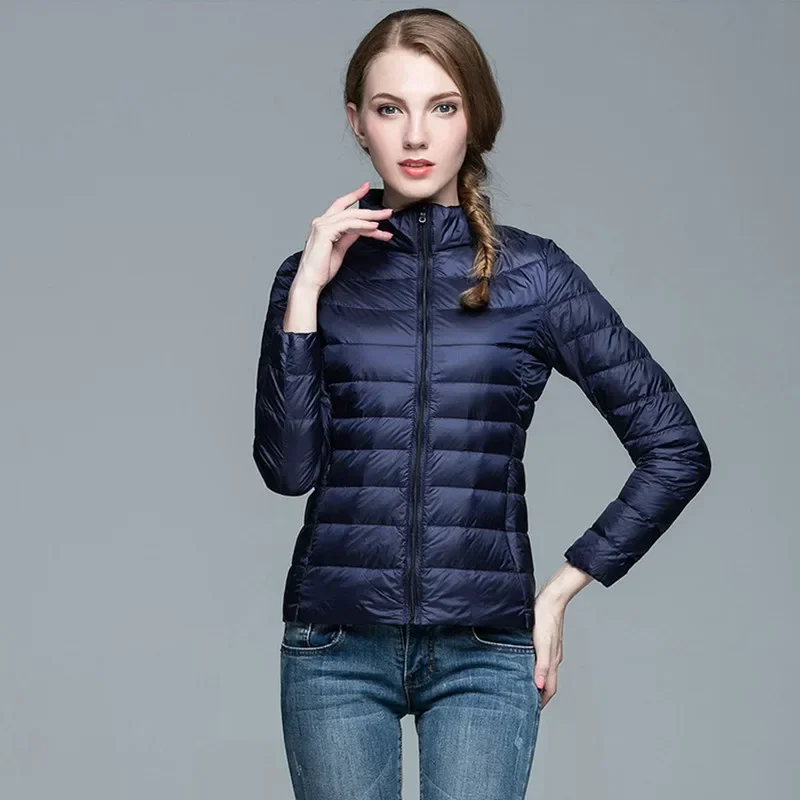 Fashion Winter Autumn Women Long Sleeve White Duck Down Jackets Casual Windproof Hooded Coats