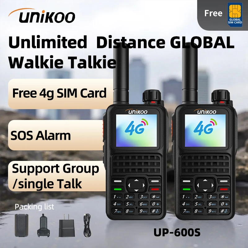 

2 PCS Unikoo UP600S 4G POC Network Radio Long Range GPS 3000mAh Battery 1.8Inch Type-C Real-PTT Global Walkie Talkie