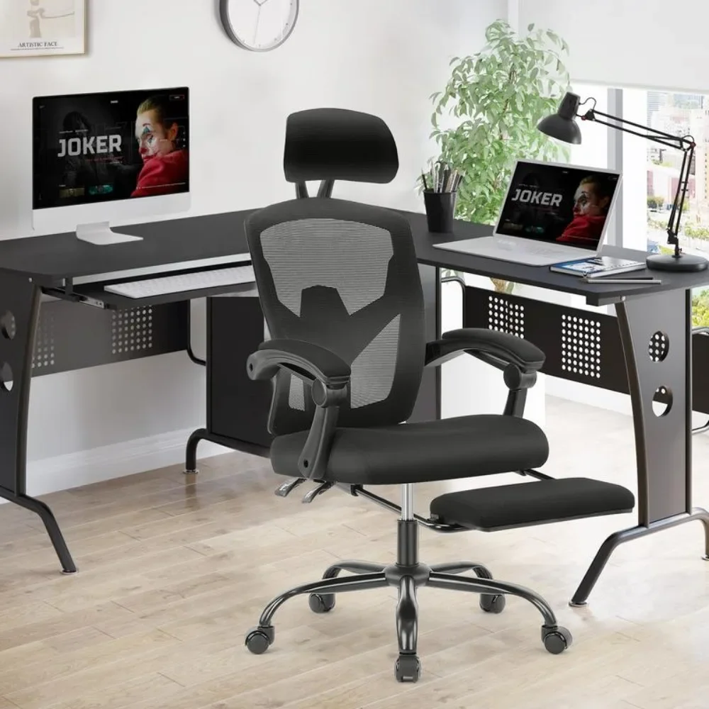 

Ergonomic Office Chair, Reclining Office Chairs with Foot Rest, High Back Computer Chairs Mesh Office Desk Chair