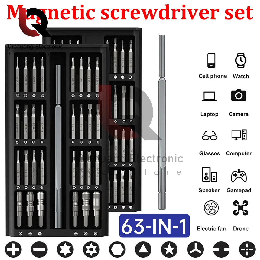 25/63 in 1 set di cacciaviti magnetici kit di elettronica di precisione smontaggio telefono per computer PC strumento di manutenzione multifunzionale