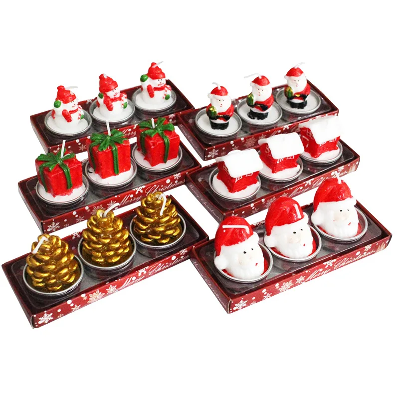 3pcs Christmas Series Craft Candles Christmas Snowman Candles Home Decoration Parties Christmas Atmosphere New Year's Room Gifts