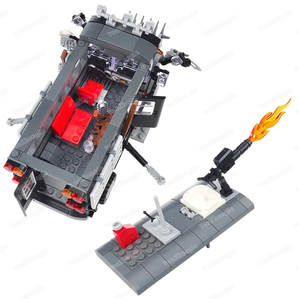 Apocalypse Armored Vehicle Dark Gray Bus Building Block MOCFigures Weapons Armored Escape Vehicle Equipment Scene Model Gift Toy
