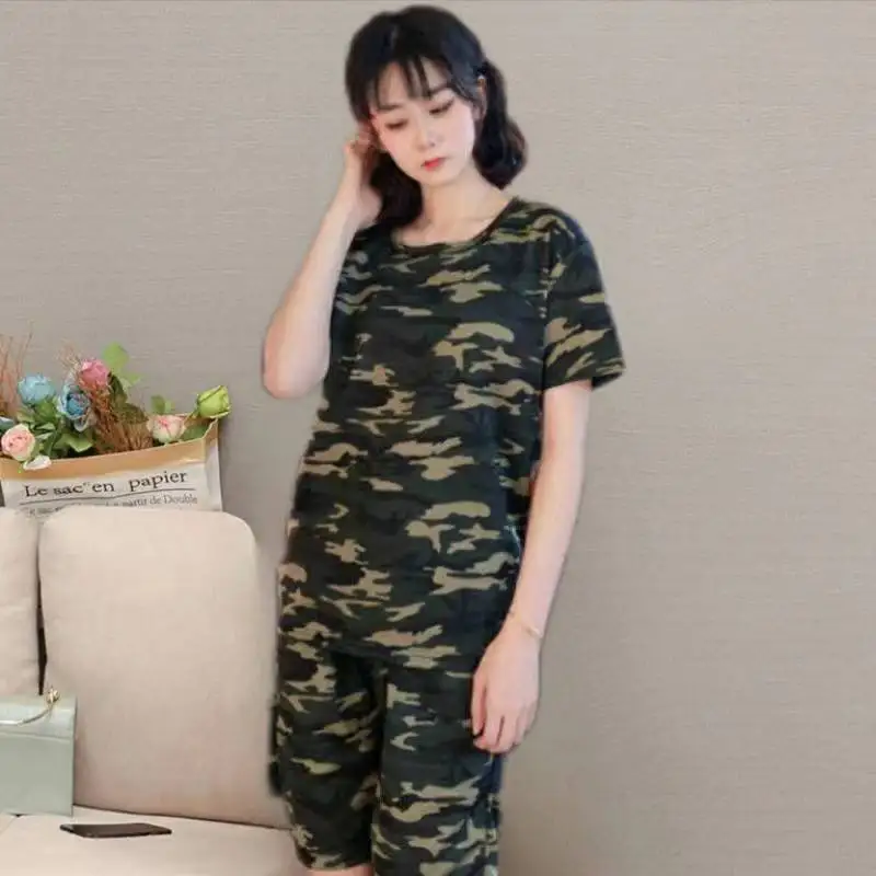 

Women's Summer Camouflage Uniform Military Training Field Expedition Work Clothes Ice Silk Elastic Loose Ttong DD260