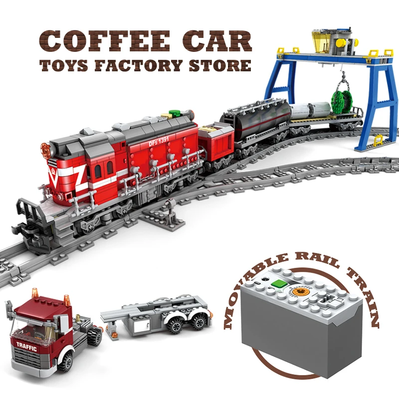 Bloques de tren eléctrico de ciudad de alta tecnología, juguetes, modelo de locomotora móvil, Kit de construcción, coches ferroviarios, ladrillos MOC, regalos de navidad para amigos
