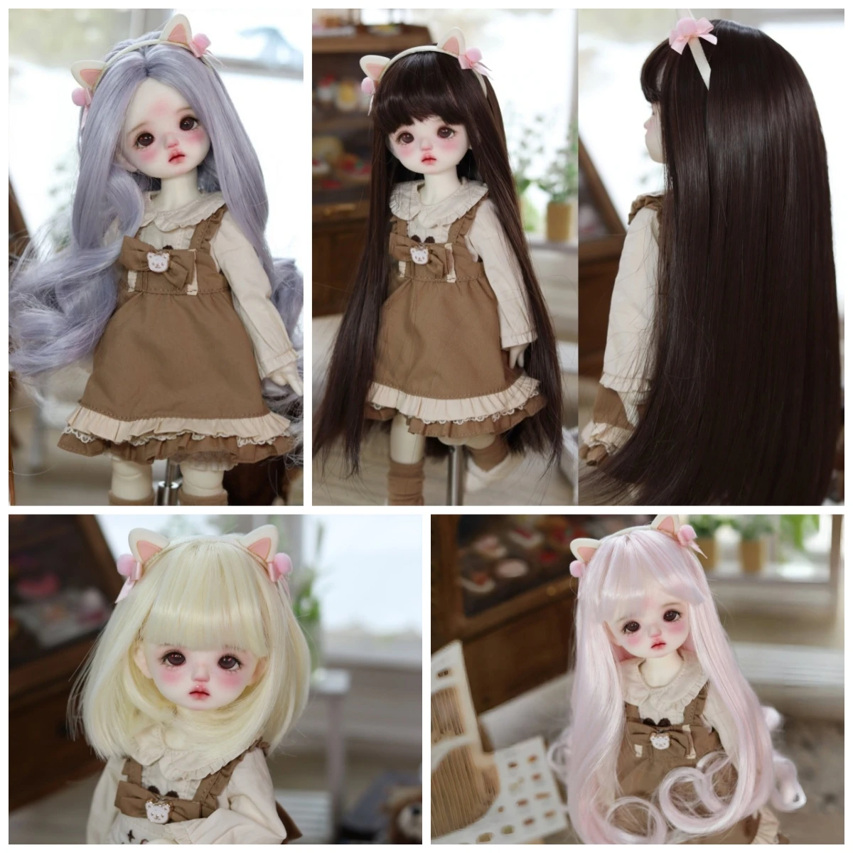 1/6 BJD Doll Wig Accessories with Multiple Hair Colors and Styles, SD Doll Hair (suitable for Head Circumference of 15-17cm)