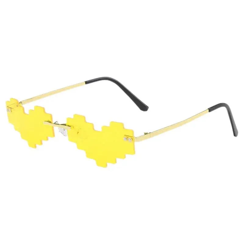 Heart Sunglasses Mosaic Love Shape Glasses Colorful Rimless Cut-Edge Glasses Funny Love Mosaic Eyewear For Adults & Kids