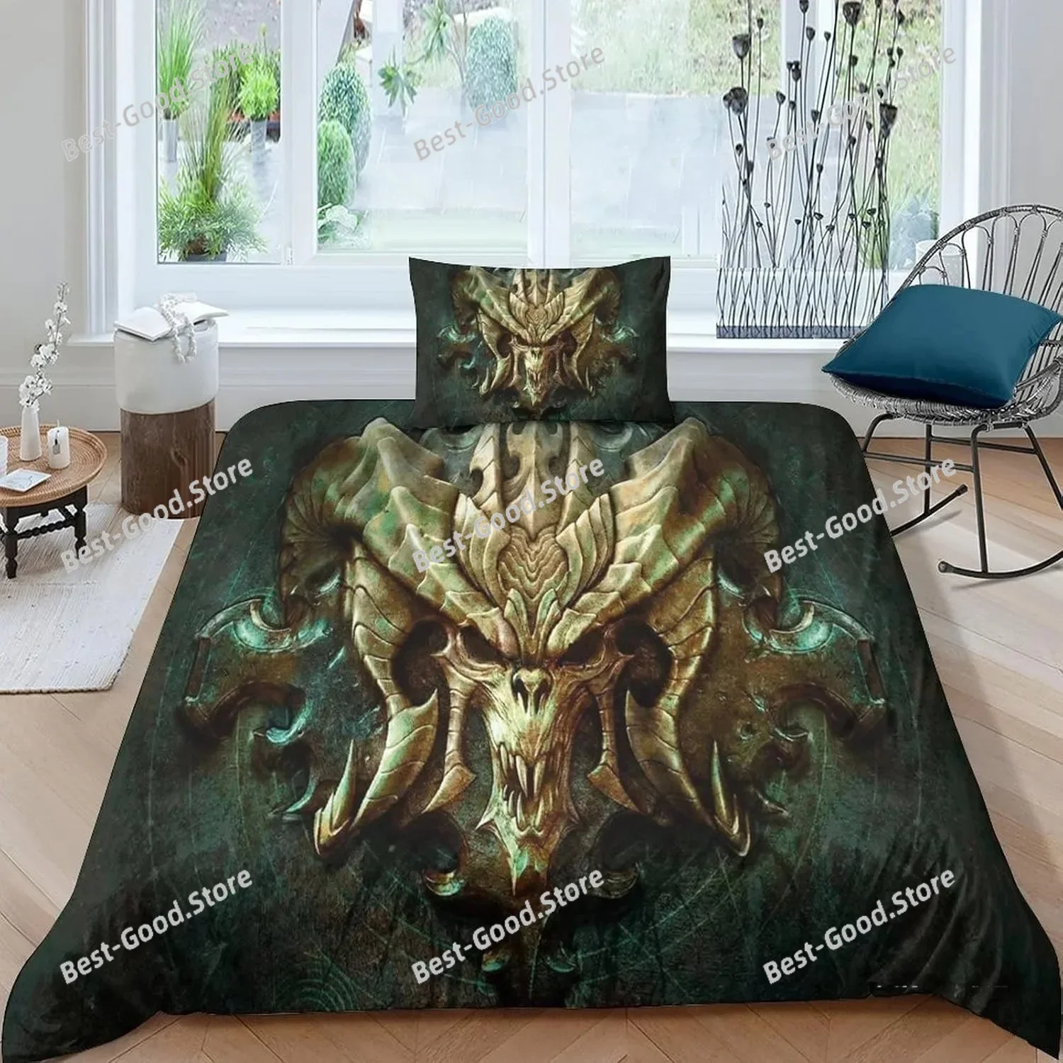 Diablo Bedding Sets Exquisite Bed Supplies Set Immortal Game Duvet Cover Bed Comforter Set Bedding Set Luxury Birthday Gift