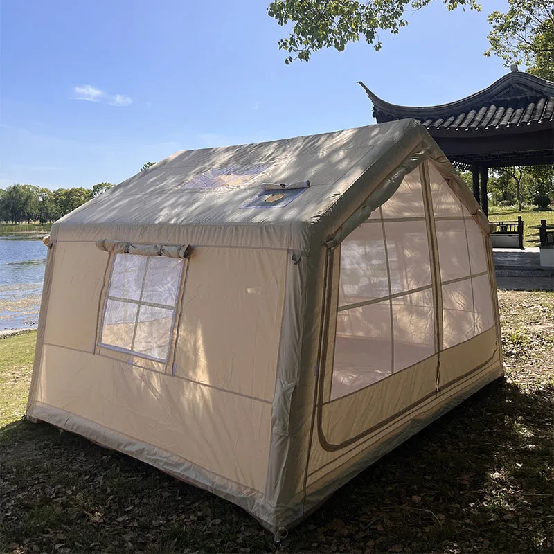 8.0 Inch Portable Oxford Fabric Camping Tent Quick-Open Inflatable Rainproof Thickened for Outdoor & Home Use Cabin Roof Style