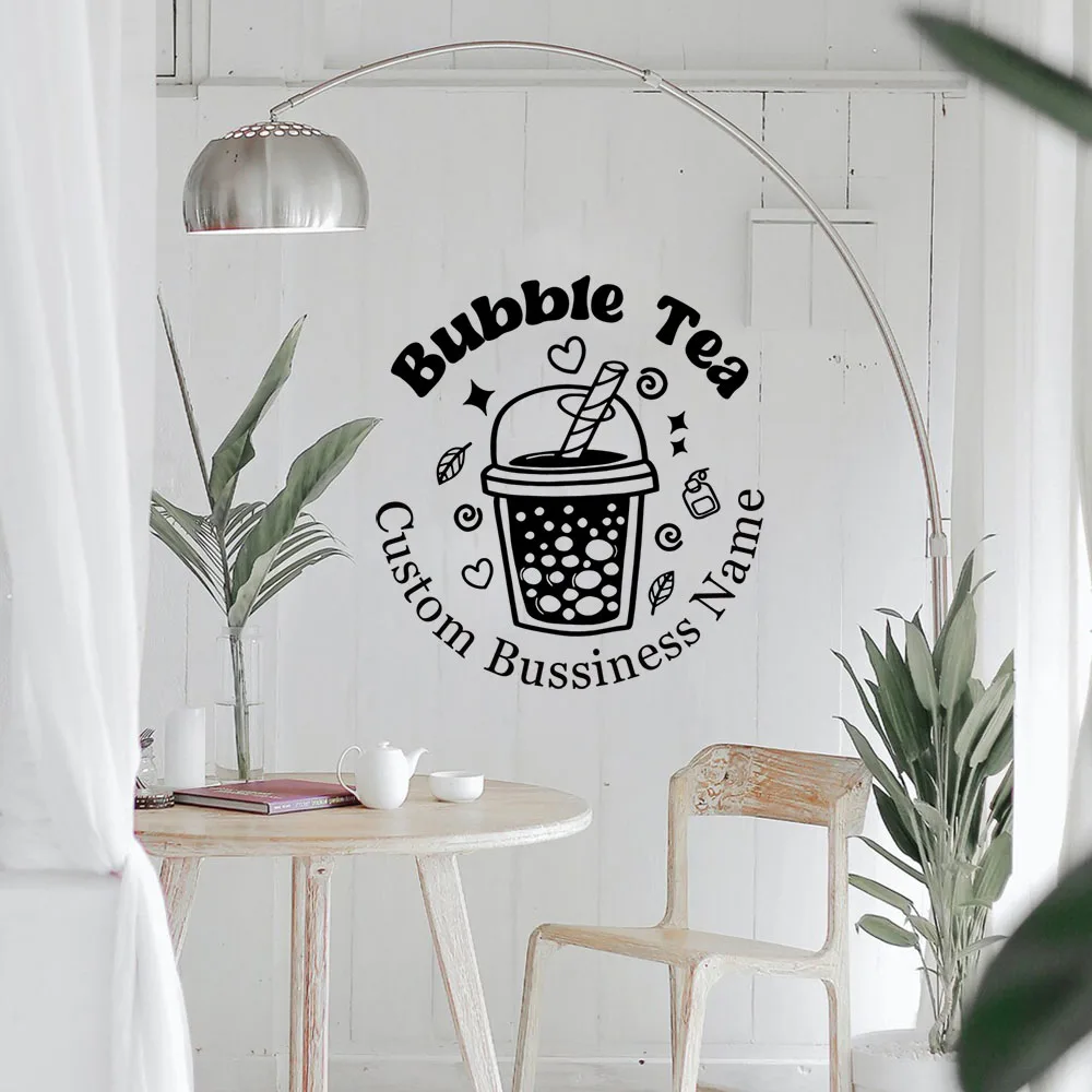 1PC Excellent Bubble Tea Personalized Name Decal Removable Vinyl Mural Poster Home Decor Wall Art MURAL