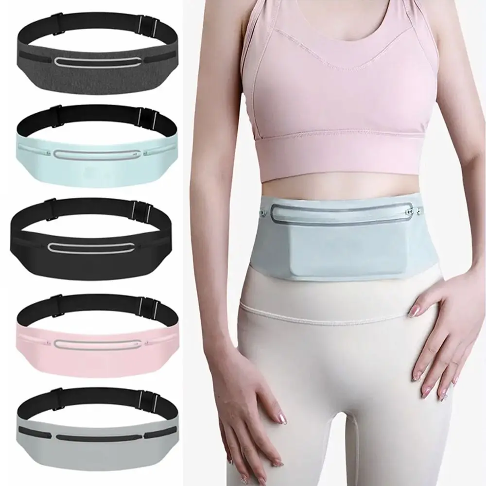 حزمة مراوح رياضية مقاومة للماء، شريط عاكس قابل للتعديل، حزام خصر للجري، سعة كبيرة، متعددة الجيوب