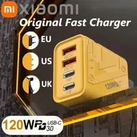 Xiaomi 4 Ports Phones Charger 120W Fast Charger USB 3.0  PD Charger Adapter For iPhone Samsung EU US UK Plug Wall Adapter New