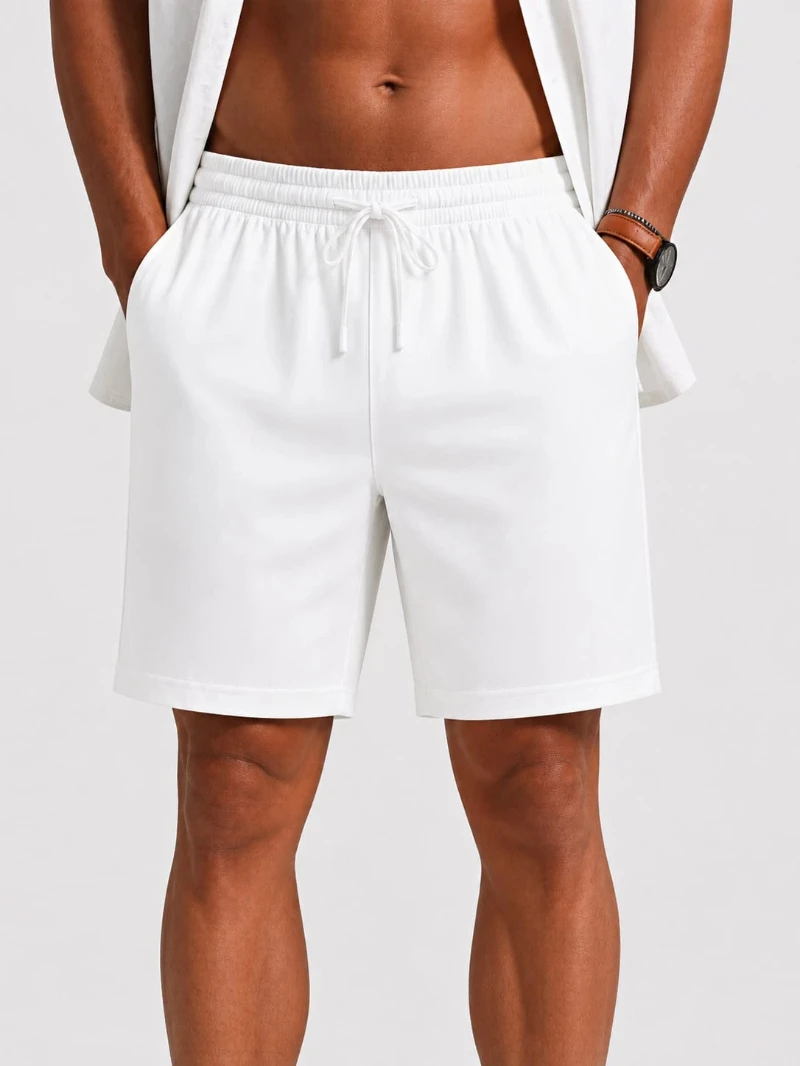 Men's casual white shorts, comfortable summer shorts, suitable for various occasions, versatile and fashionable gym shorts
