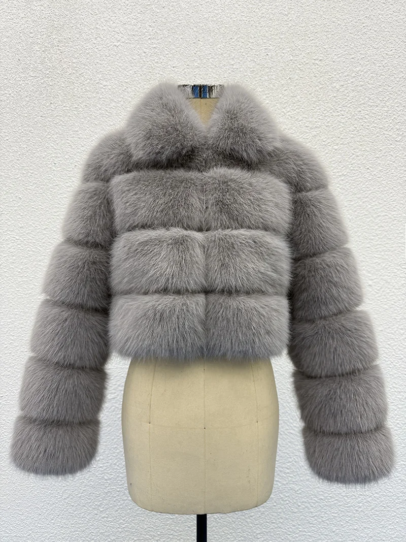 ZADORIN Wysokiej Jakości Krótki Futrzany Top Sztuczne Futro Lisa Płaszcz Damski Kołnierz Futrzany Zimowe Płaszcze Futrzane Odzież Damska Puszysta Kurtka