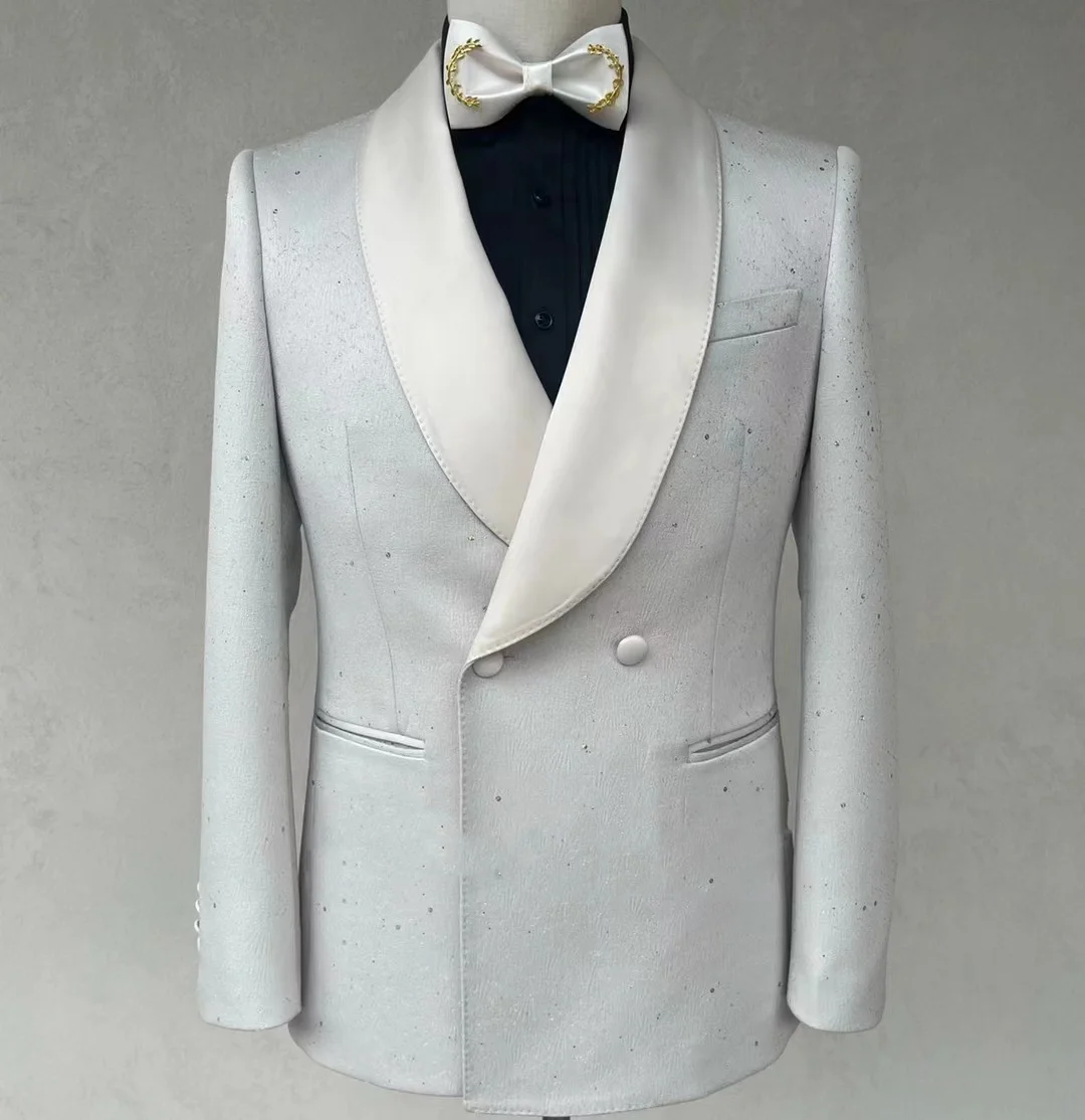 Custom Special materials Double breaste Wedding Suits Men Formal  Blazer Party performance costume Fashion model runway clothing