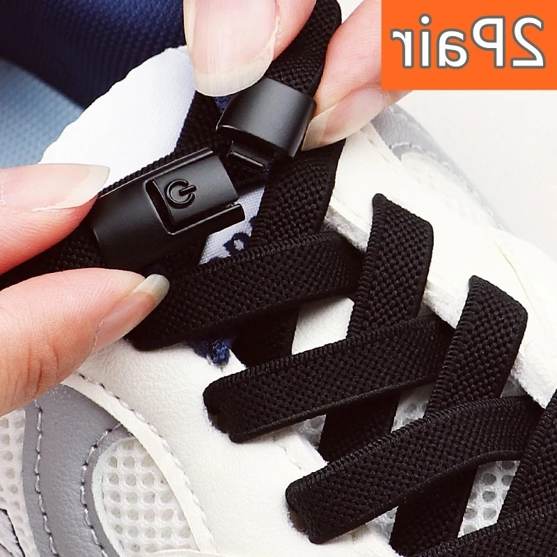 

Elastic No Tie Shoelaces 2Pair for Sneakers Tennis Kids Adults Flat Lock Laces Shoes Accessories