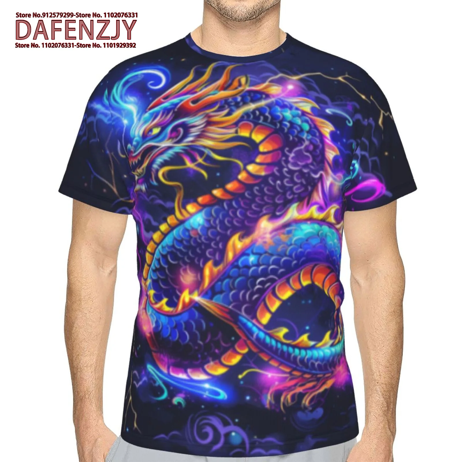 

Summer Handsome T -Shirt For Men Chinese Dragon 3d Print Harajuku Clothing Casual Short Sleeve Tops Gothic Men's T Shirt