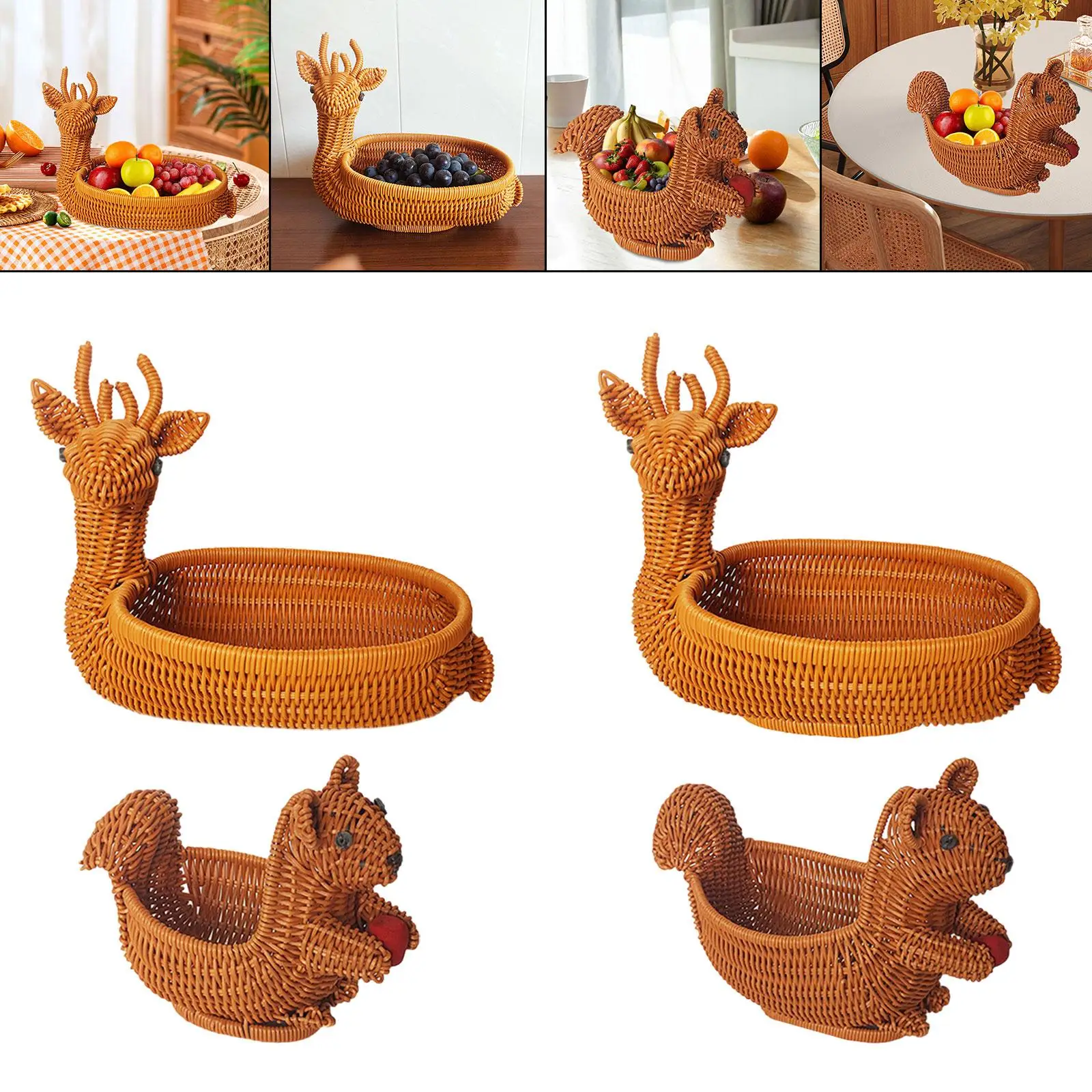 

Корзина с фруктами Корзина для хлеба в форме животного Универсальный органайзер для кладовой, держатель для закусок для использования в помещении и на открытом воздухе в пасторальном стиле с гладкими краями