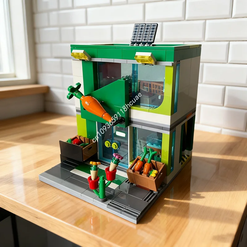 287pcs MOC Grocery Store 2 Storey Alternate Cityed Model Building Blocks Assemble Toy DIY Creative Brick Festival Gifts
