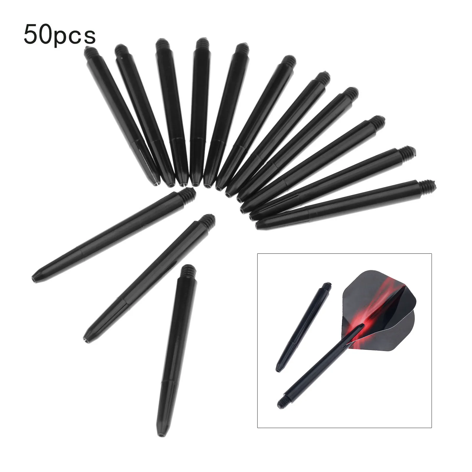 Gohantee 50 Buah dari Nilon Dart Shafts Batang Medium Panjang 48Mm 2BA Ulir Tahan Lama Dart Rod Dart Accessories Set Warna Hitam